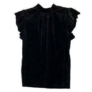 Olive + Oak velvety black ruffle sleeve top size XS‎ mock neck